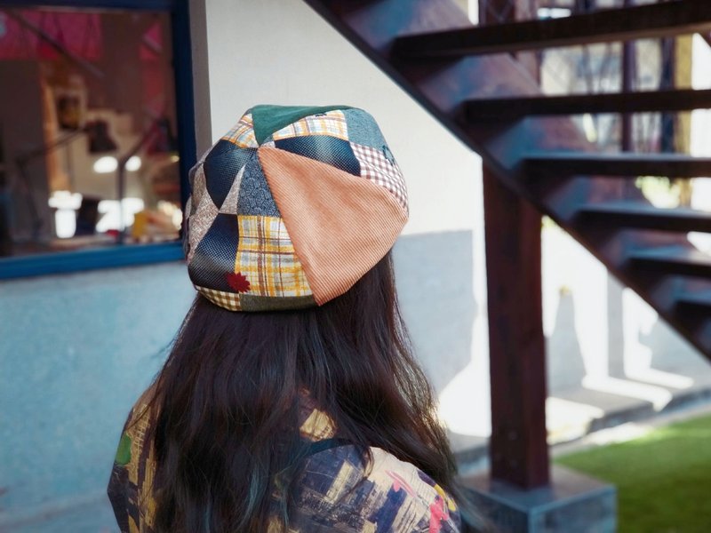 小牛村 手工贝雷帽 贝蕾帽 男女 灯芯绒【和风葱纱】咖橘 B-108 - 帽子 - 棉．麻 咖啡色