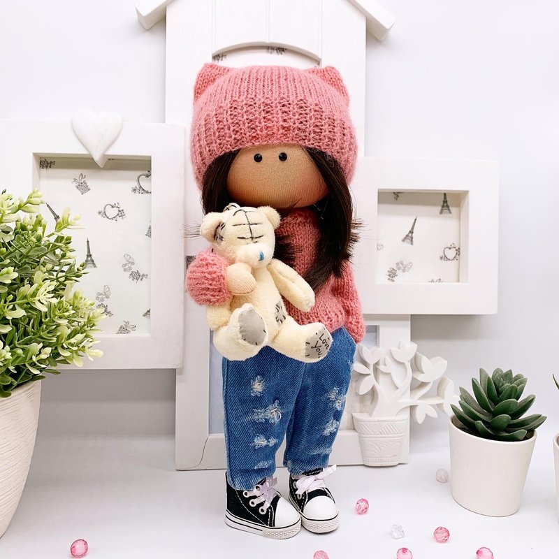 布娃娃.纺织娃娃.布娃娃.个性化娃娃.艺术娃娃.布娃娃 - 玩偶/公仔 - 其他材质 粉红色