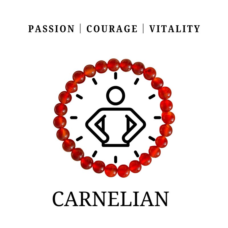 6mm红玉髓 | 灵石日记 | 天然水晶14K手练 | 勇气增强自信与行动 - 手链/手环 - 水晶 