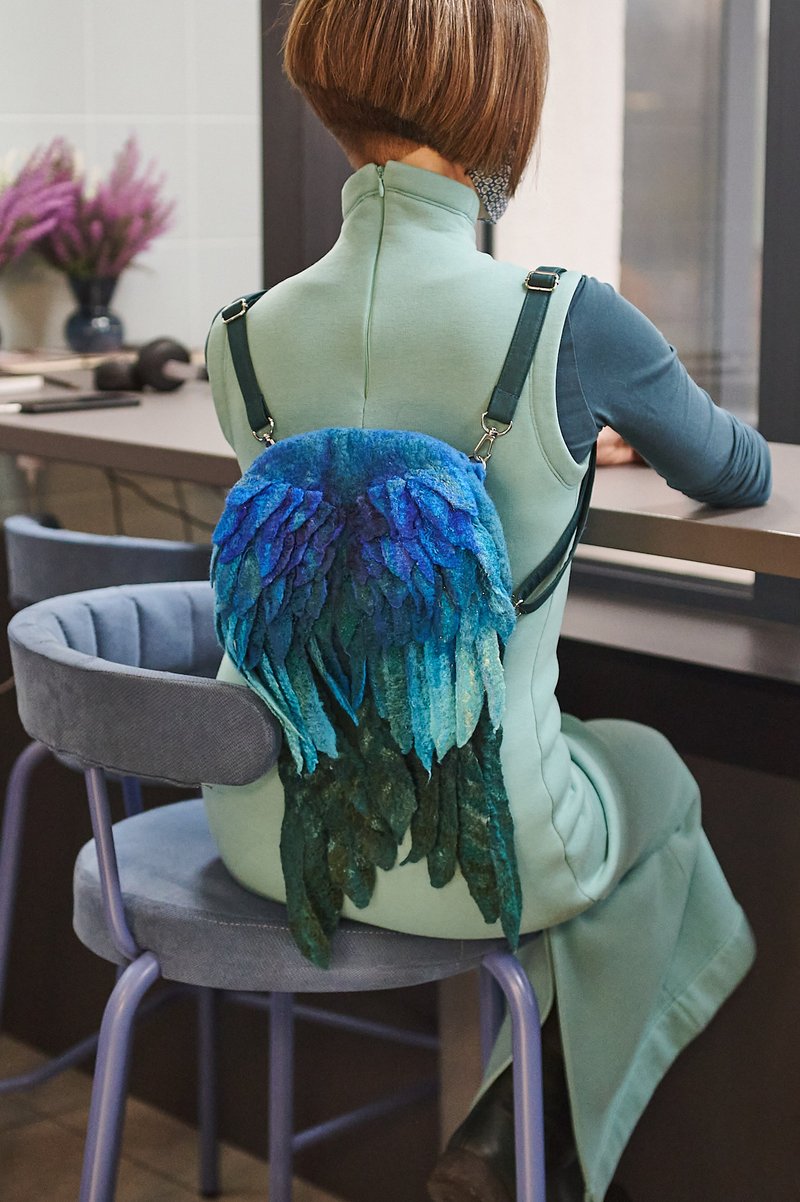 小巧翅膀后背包，独特订制包款 - 后背包/双肩包 - 羊毛 蓝色