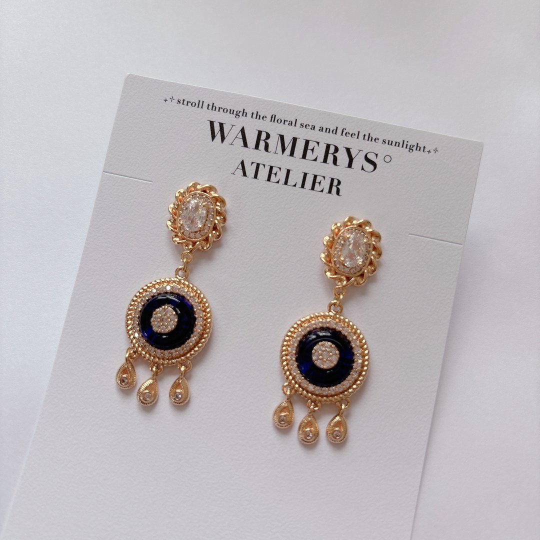 /现货/ empire bluesun earrings - 耳环/耳夹 - 其他金属 蓝色