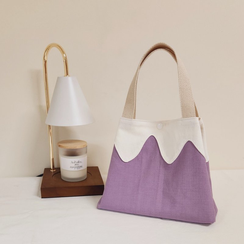 紫色富士山手提斜背两用包-无附赠背带 - 手提包/手提袋 - 棉．麻 