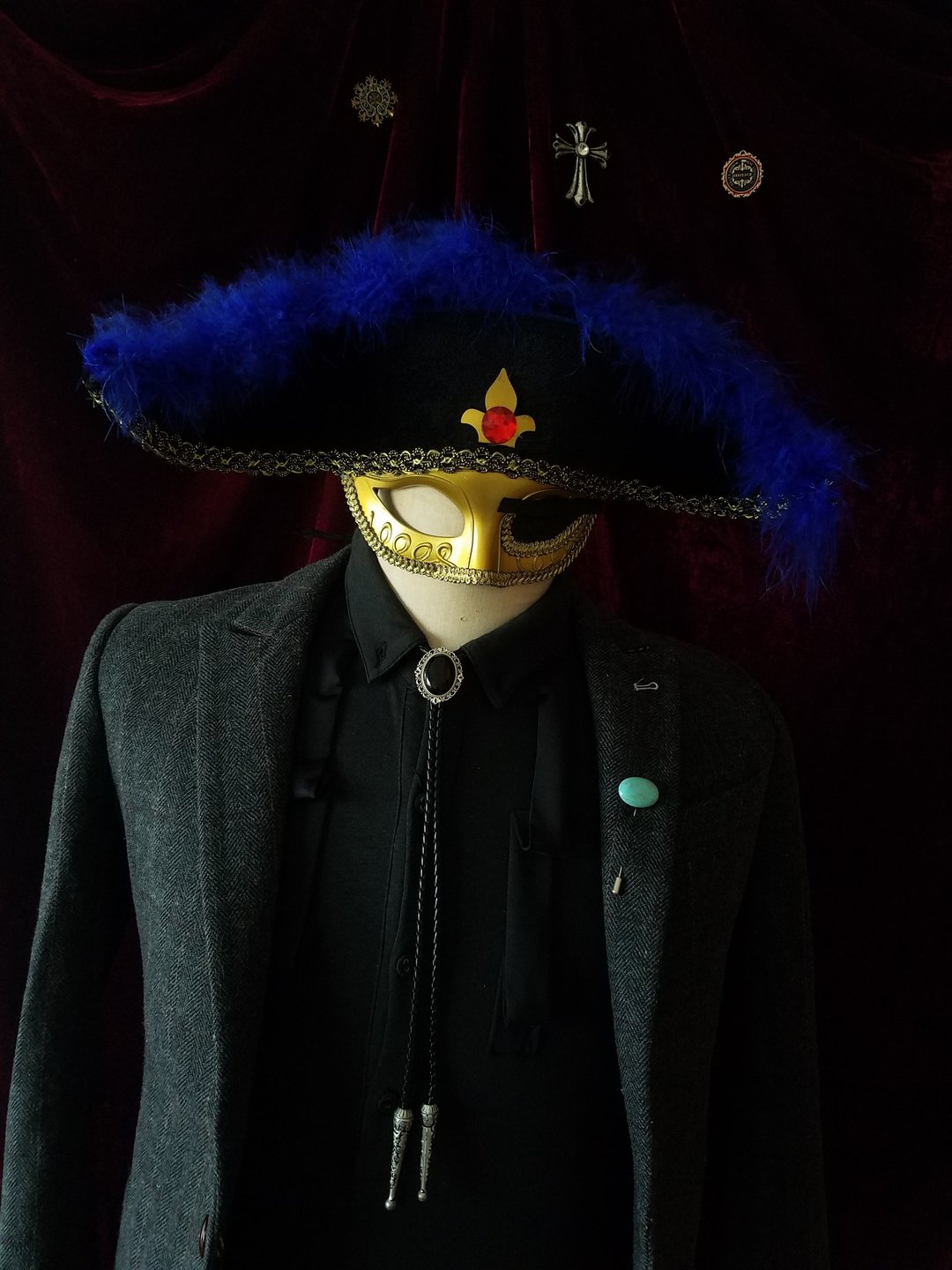 黑玛瑙保罗领带领结西部牛仔bolo tie - 领带/领带夹 - 半宝石 黑色