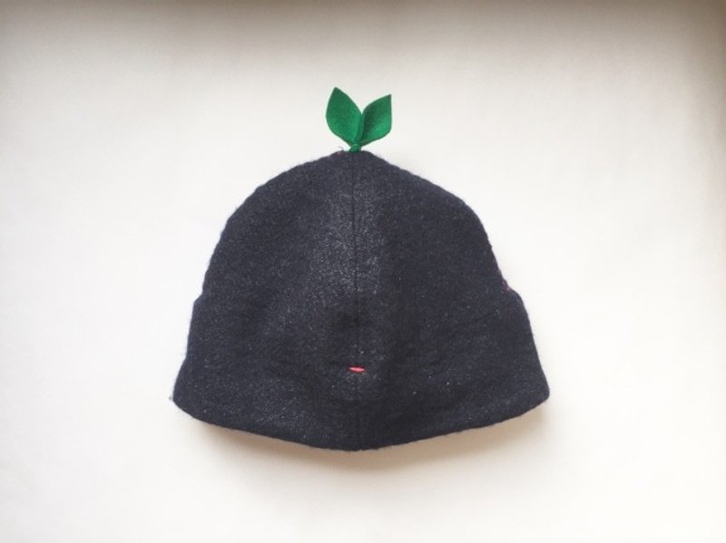 That is enormous! Leaf cap Navy's linen wool - 围嘴/口水巾 - 棉．麻 蓝色
