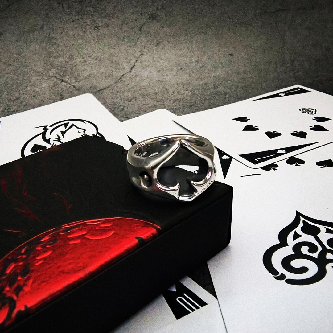 直观系列【镂空黑桃戒】925纯银戒指/Poker扑克/黑桃A/对戒 - 戒指 - 纯银 银色