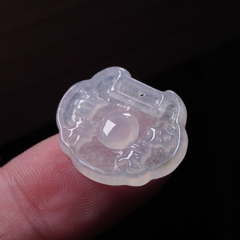 冰种翡翠吉祥如意平安锁项链 | 天然缅甸玉翡翠A货 | 送礼 - 项链 - 玉石 透明