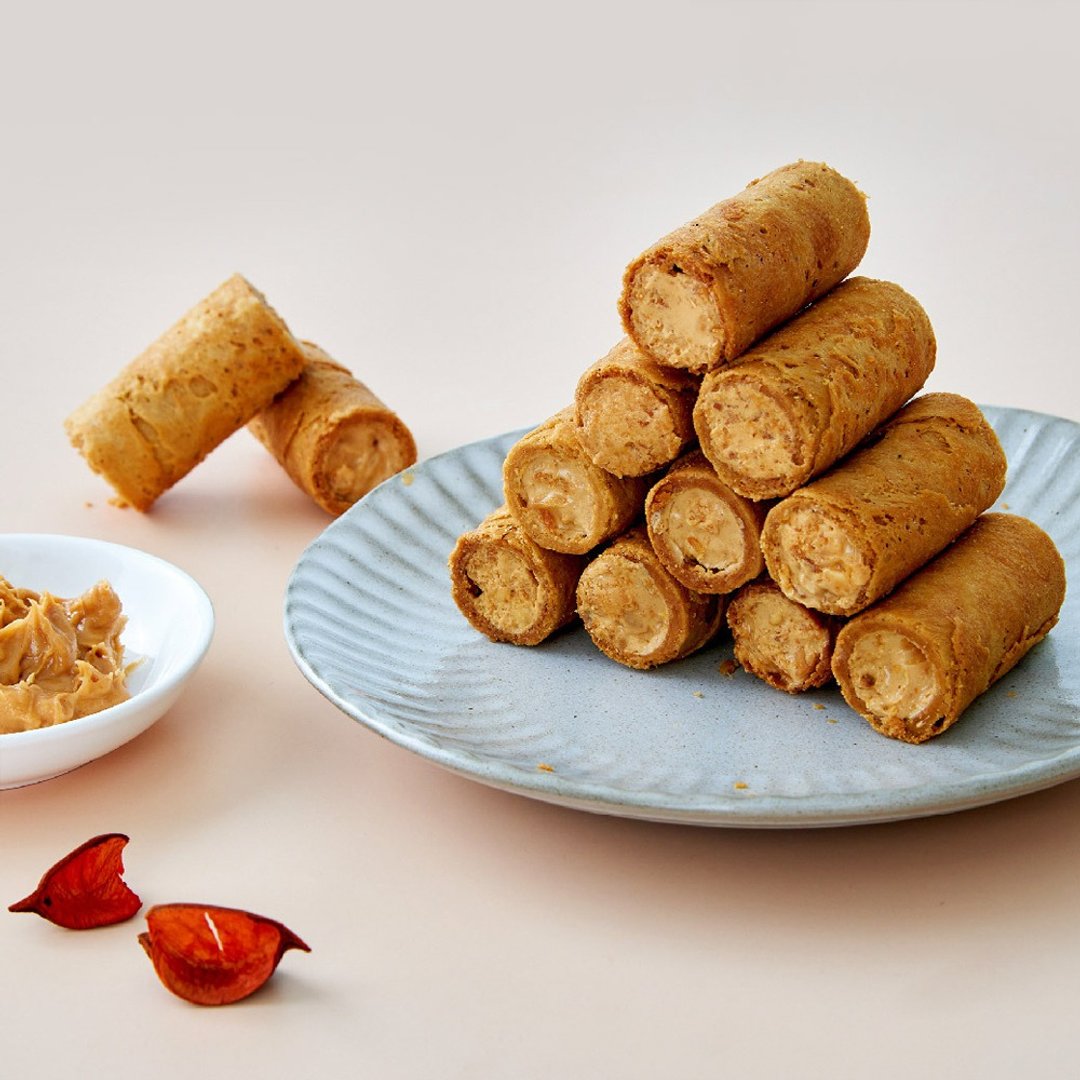 原味时代【减醣低GI】顶级奢蛋卷-浓郁花生(16入/盒) - 零食/点心 - 新鲜食材 黑色