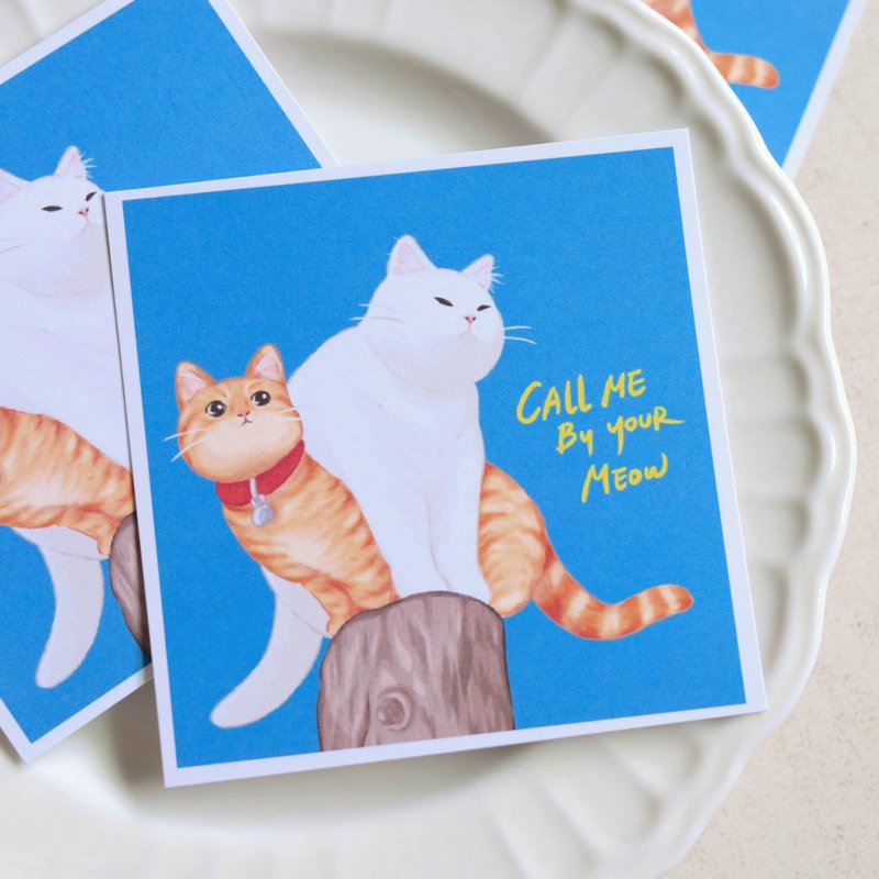以你的喵喵呼唤我 方形猫咪明信片 猫咪 卡片 万用卡 感谢卡 - 卡片/明信片 - 纸 蓝色