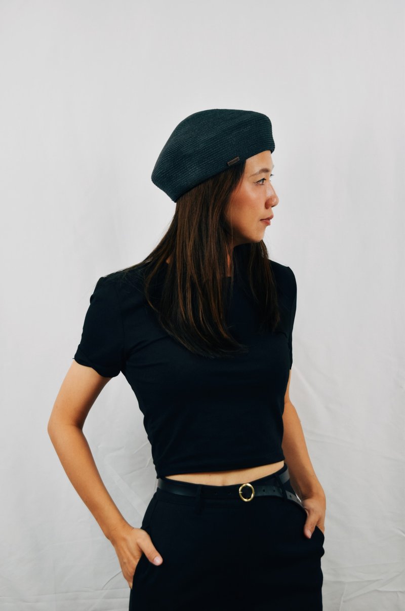 文青纯色贝蕾帽-黑色 - 帽子 - 纸 黑色