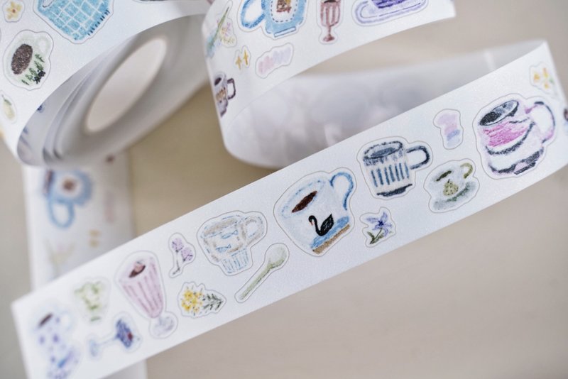 甜香奶咖 コーヒー カップ 可愛い雑貨 PET 和紙膠帶 (kiss-cut) - 纸胶带 - 其他材质 多色