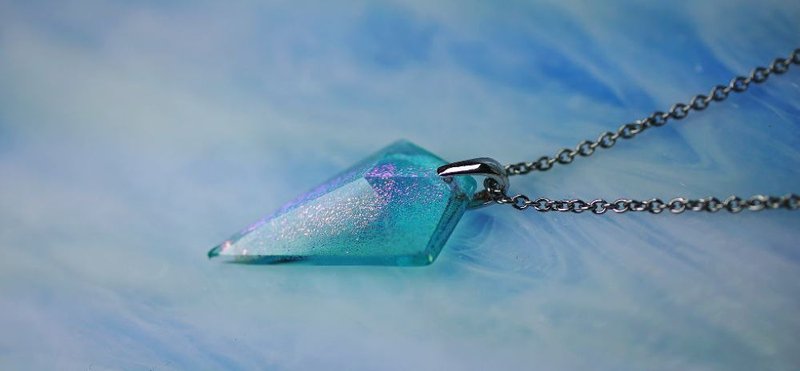 Aqua blue galaxy - 项链 - 玻璃 蓝色