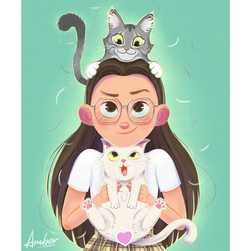 画出快乐瞬间 宠物 猫 狗 头像 礼物 人像 似颜绘 漫画 定制画像 - 电子手绘真人画像/绘画/插画 - 其他材质 