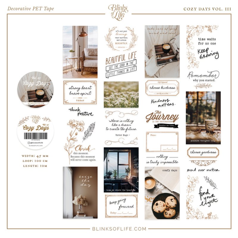 Cozy Days Vol. 01 - 雾面PET胶带 (透明离型纸) - 纸胶带 - 塑料 