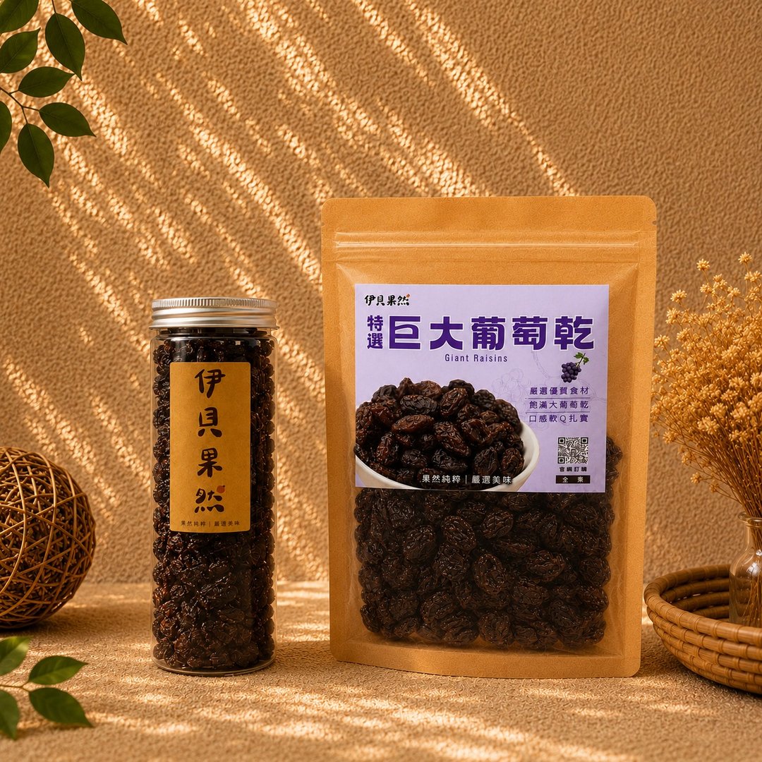 【伊贝果然】特选巨大葡萄干 - 水果干 - 防水材质 