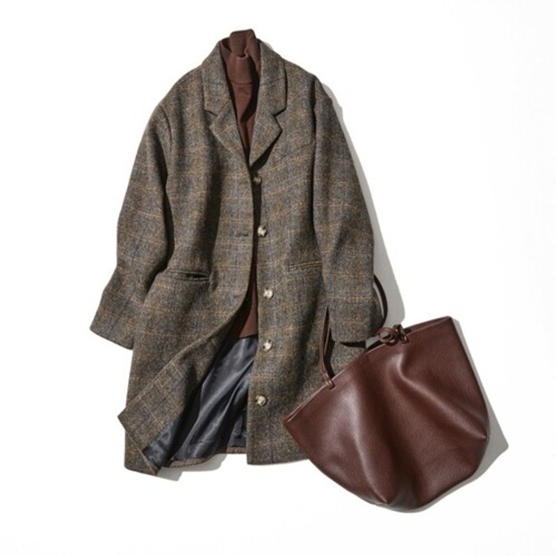 大人都想穿的时尚羊毛大衣，100%意大利羊毛，格子布料，长外套 191205-7 - 女装休闲/机能外套 - 棉．麻 