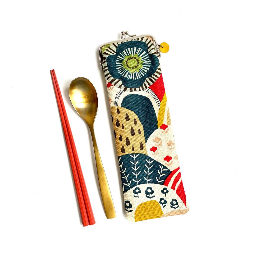 彩色山丘。餐具带。眼镜袋。口金包。皮革耳挂饰 - 其他 - 棉 多色