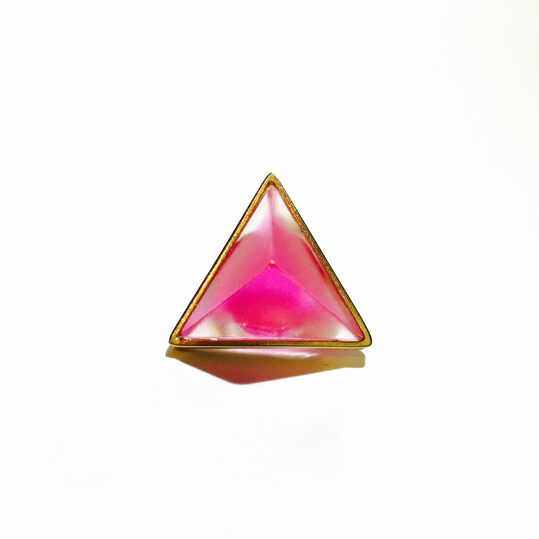 PRISM earrings ear one ear gold pink - 耳环/耳夹 - 其他金属 粉红色
