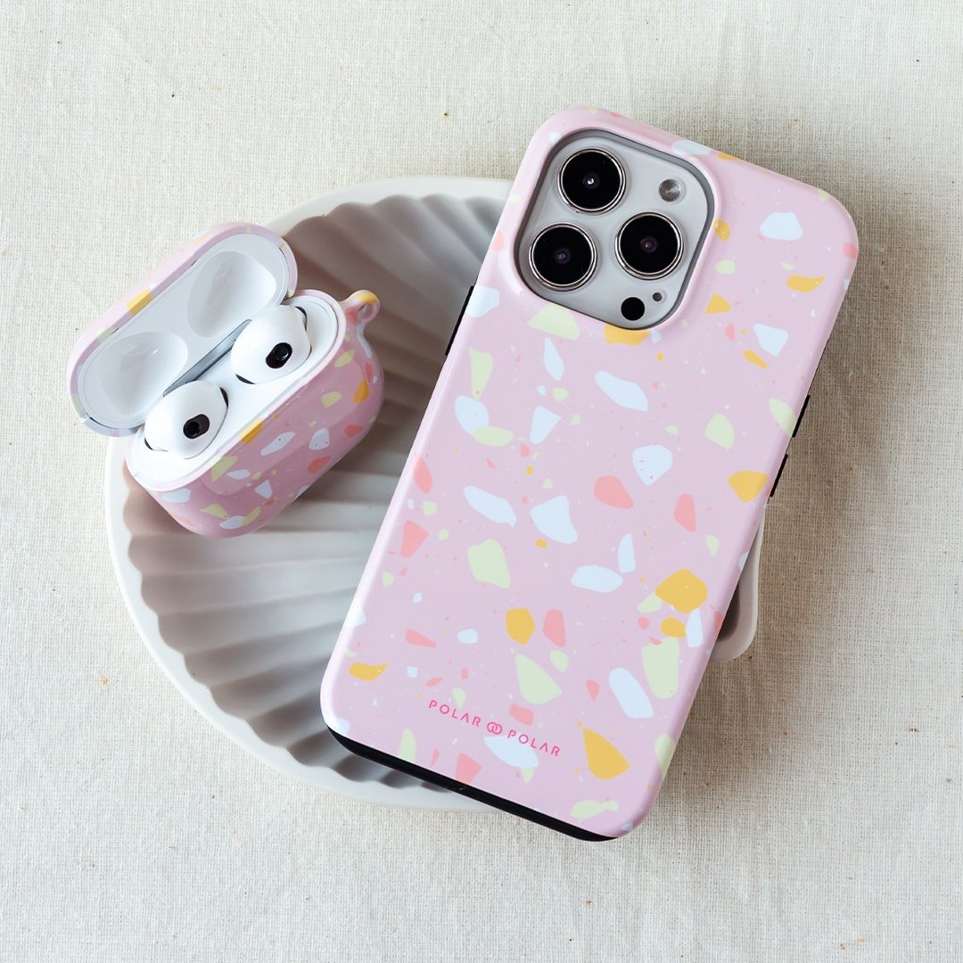 粉牡丹水磨石 iPhone 17/16/15/14/13/12 MagSafe 磁吸手机壳 - 手机壳/手机套 - 塑料 粉红色