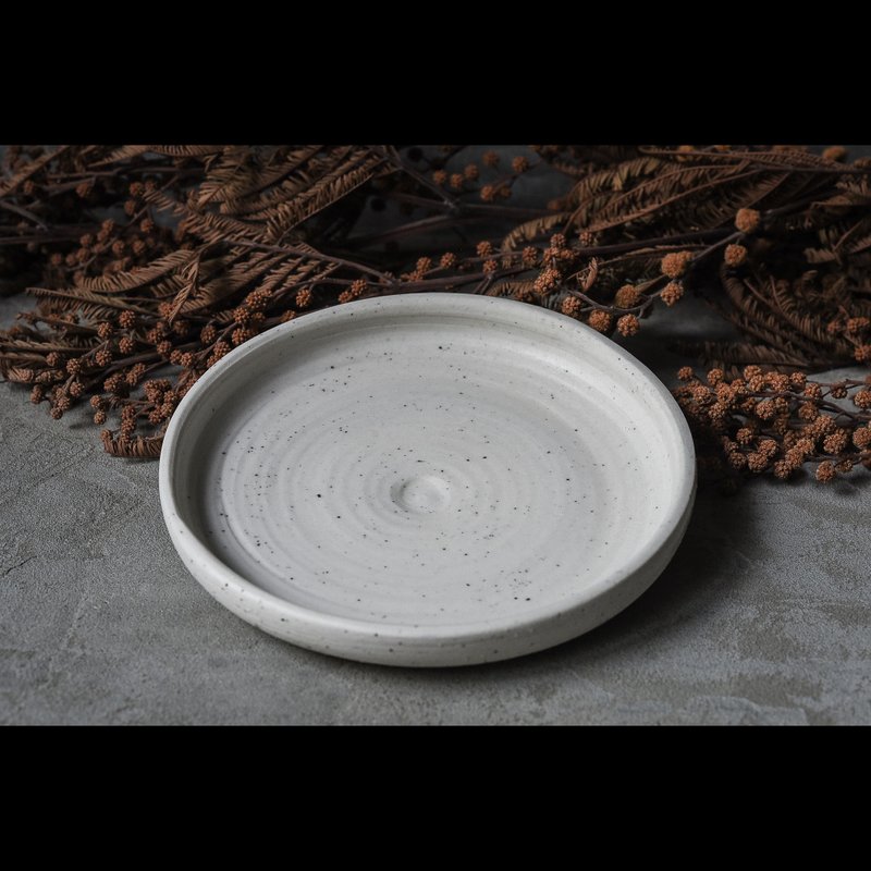 。斑点白陶雾面小皿/酱菜酱汁碟 点心盘器 - 浅碟/小碟子 - 陶 