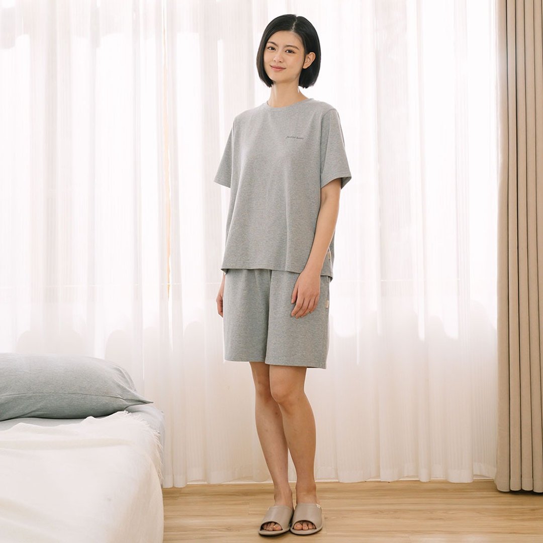 MIT 有机棉短袖上衣套装 - 共 2 色 - 居家服/睡衣 - 棉 多色