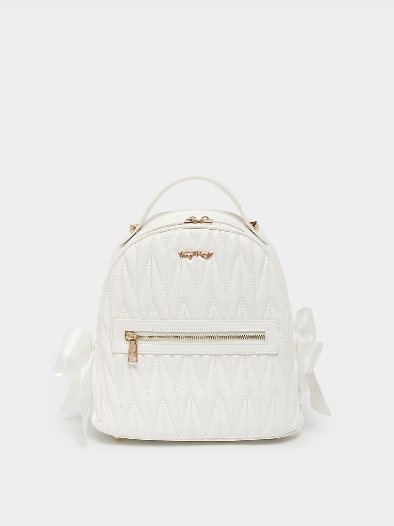 可爱丝带蝴蝶结背包 - 侧背包/斜挎包 - 人造皮革 白色