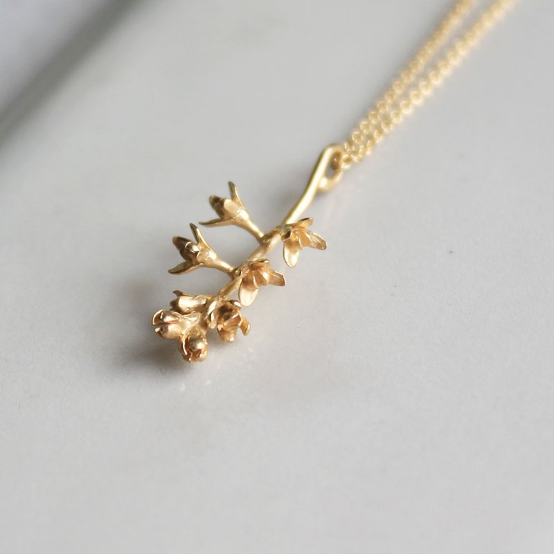 Olive flower necklace - 项链 - 纯银 金色