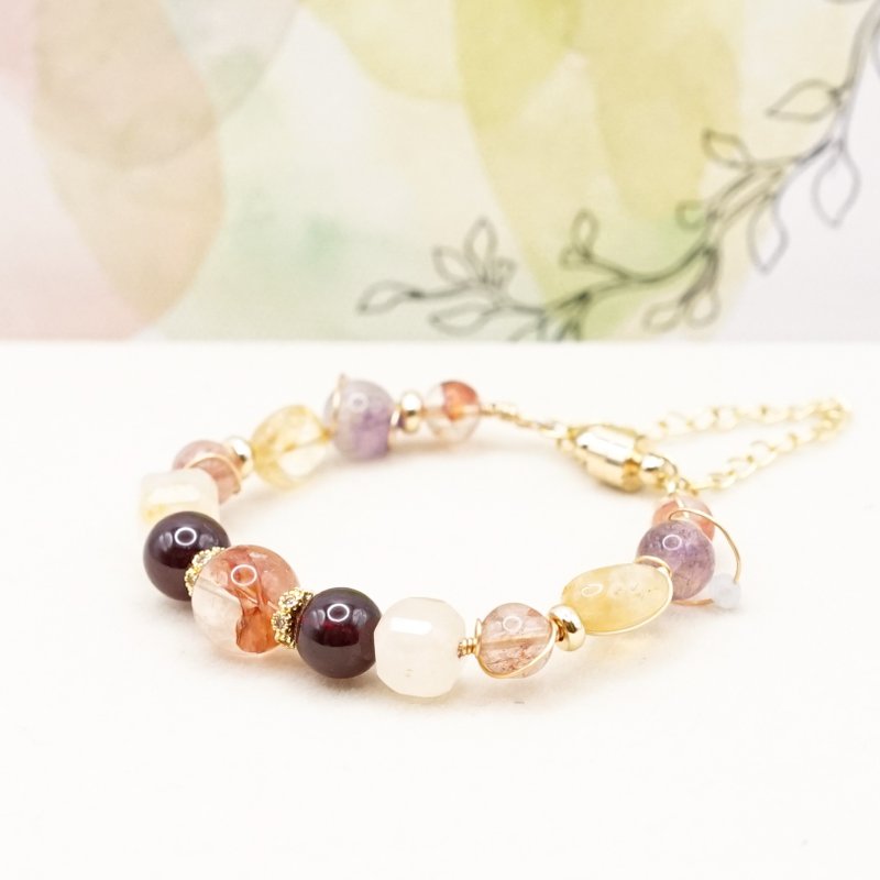 【手作】 焰曦绽华 铜线缠绕手环 - 手链/手环 - 水晶 