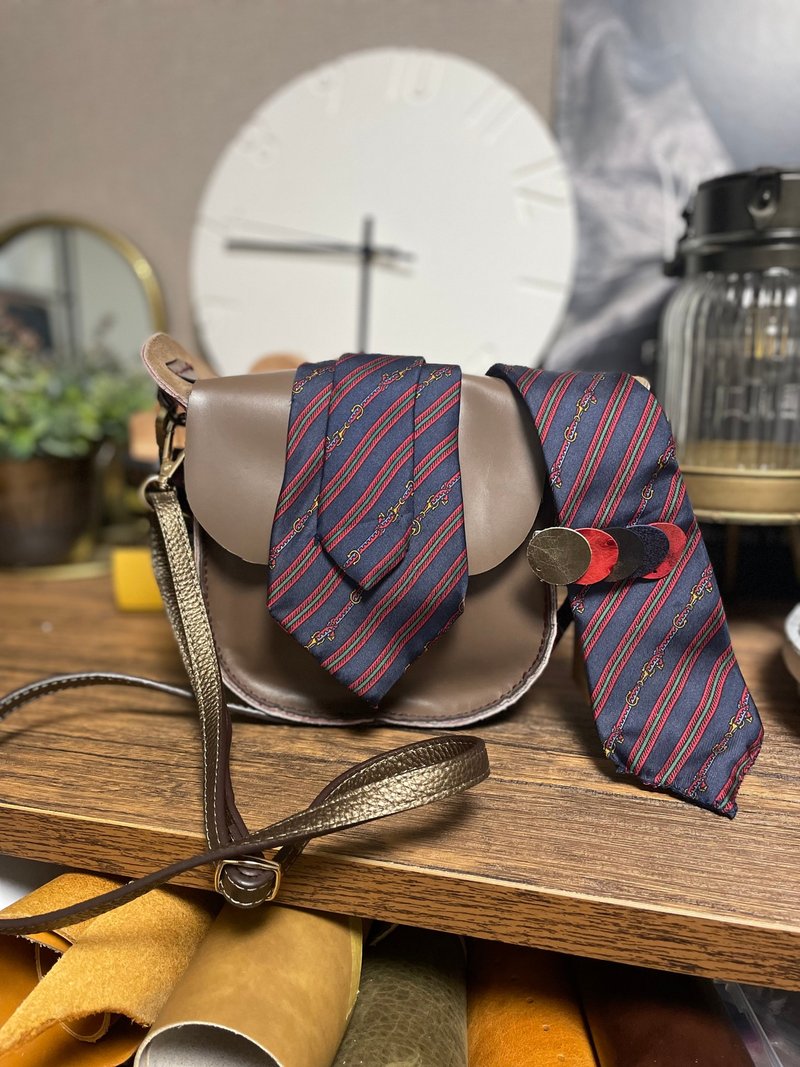 日本制造 领带改造包 - 侧背包/斜挎包 - 真皮 蓝色