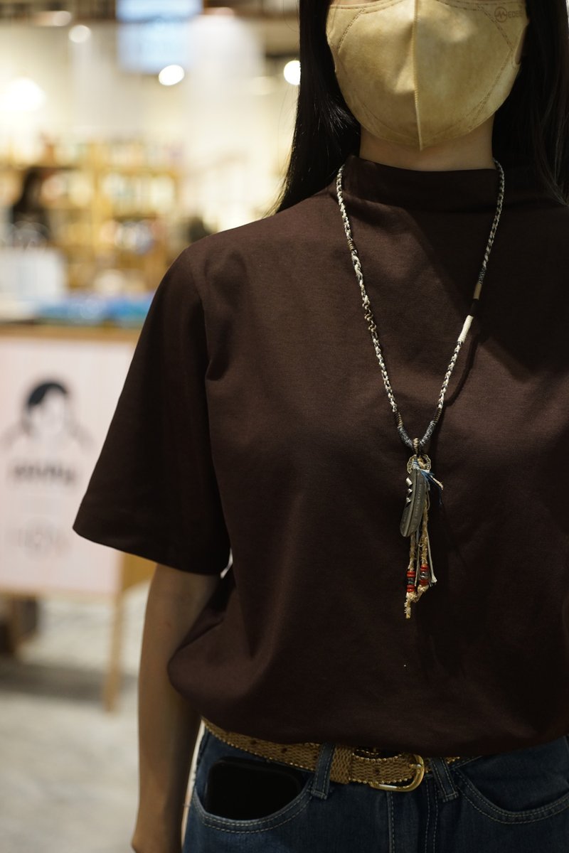 香港二毫十字轮&一元硬币羽毛组合 - 项链 - 铜/黄铜 咖啡色