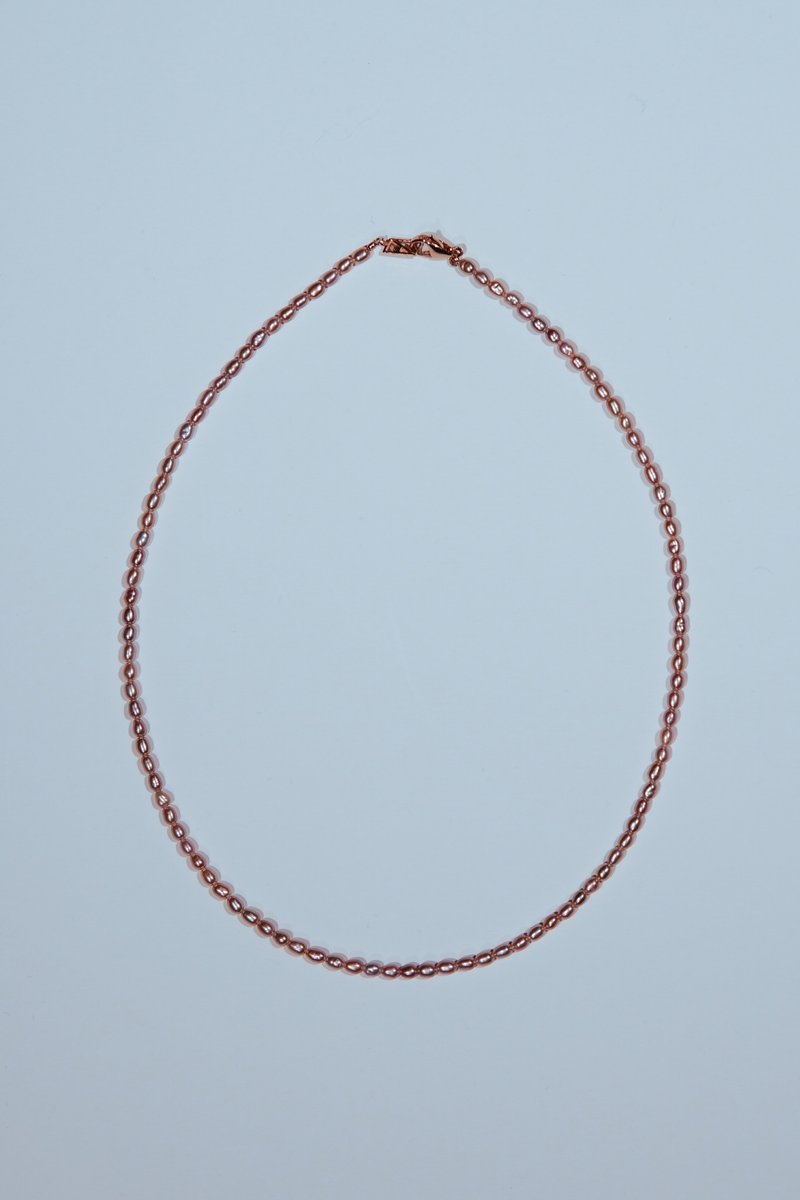 Lindo系列-14k玫瑰金粉色瞳孔天然珍珠项链 - 项链 - 珍珠 粉红色