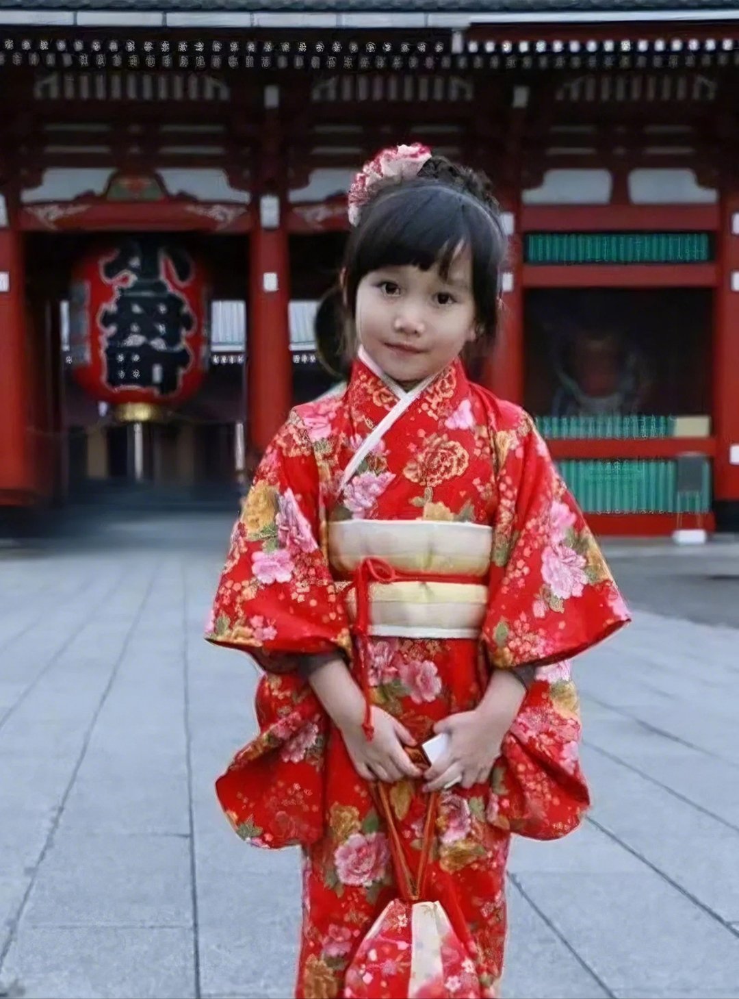 手作儿童和服 小孩版 和风红牡丹 - 童装礼服/连衣裙 - 棉 红色