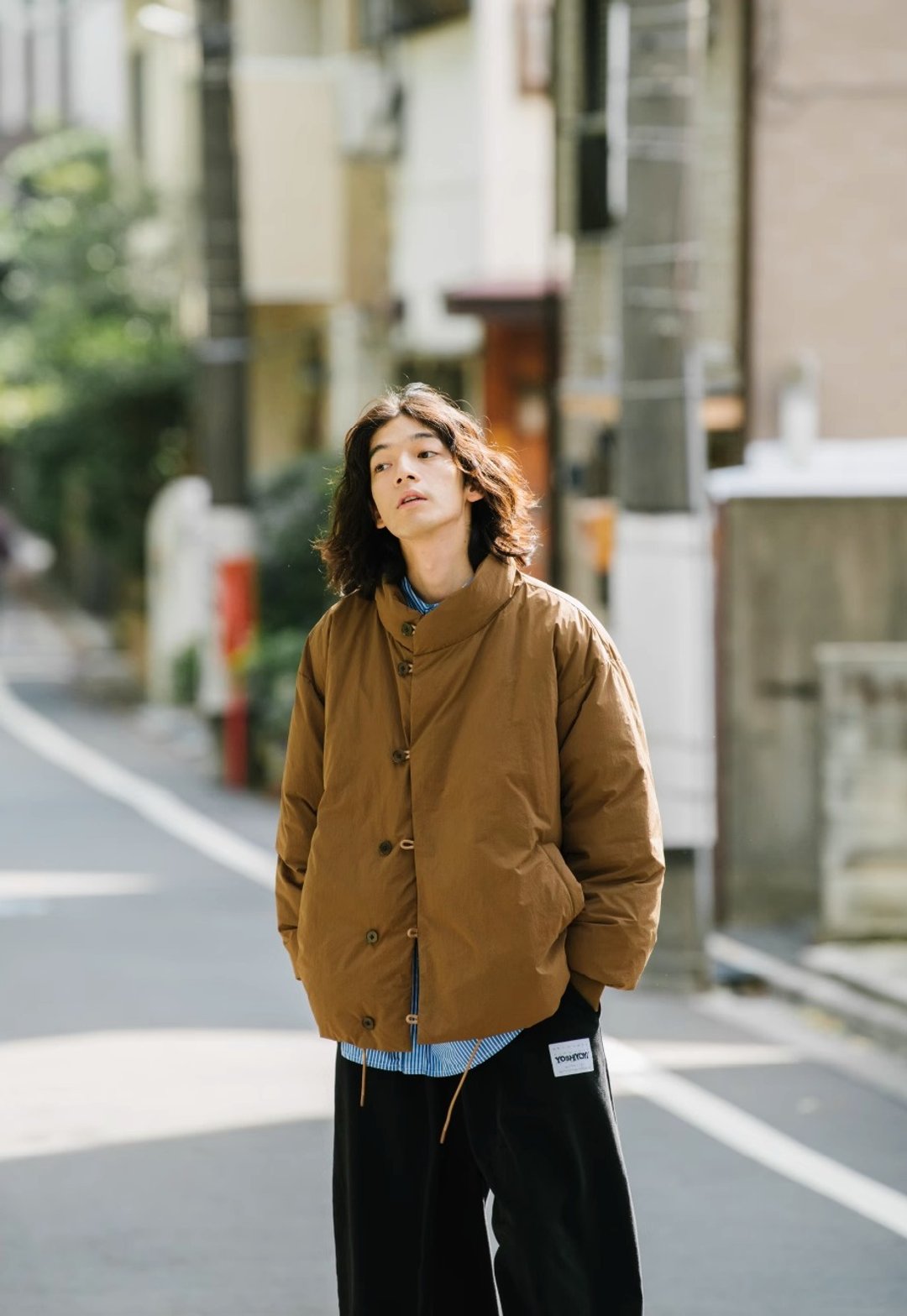远山 新中式立领棉衣外套 - 男装外套 - 其他材质 咖啡色
