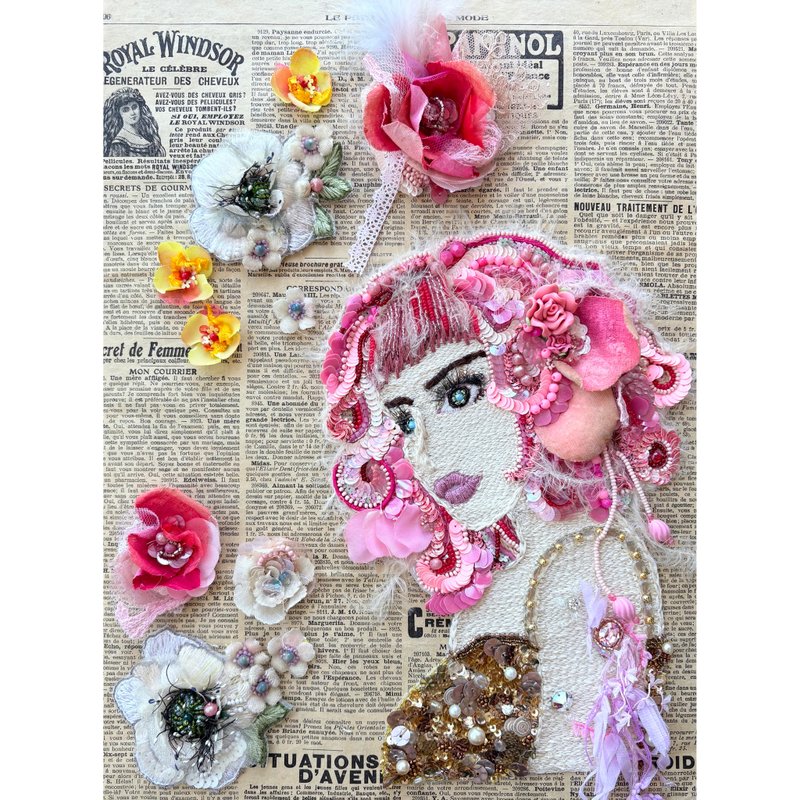 梦幻色彩的闪亮串珠刺绣艺术 　作品名【每一刻都在享受】 - 墙贴/壁贴 - 绣线 