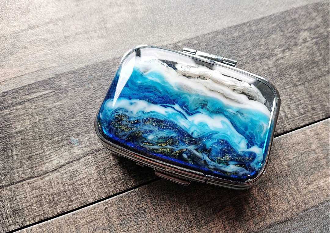 绿岛手工/树脂/海浪海洋万用盒/化妆盒饰品盒/置物盒收纳盒零钱盒 - 其他 - 树脂 蓝色