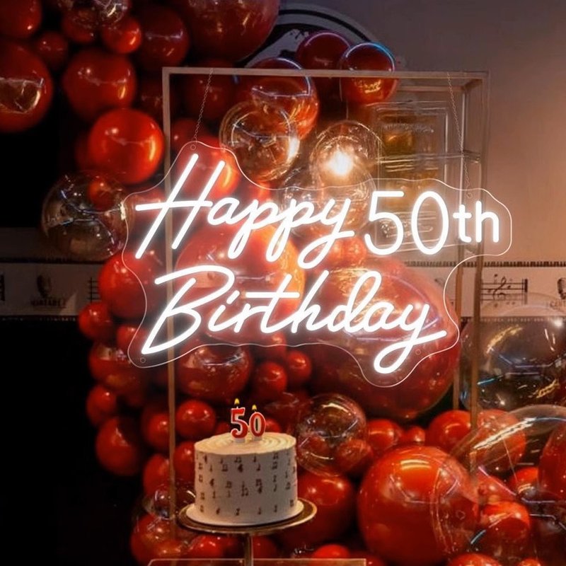 Happy Birthday灯牌餐厅生日快乐霓虹灯牌发光字母亲节客制化礼物 - 灯具/灯饰 - 压克力 