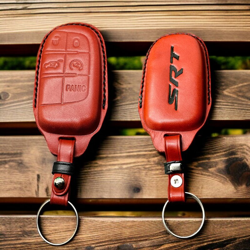 道奇汽车钥匙皮套意大利皮革 - 钥匙链/钥匙包 - 真皮 红色