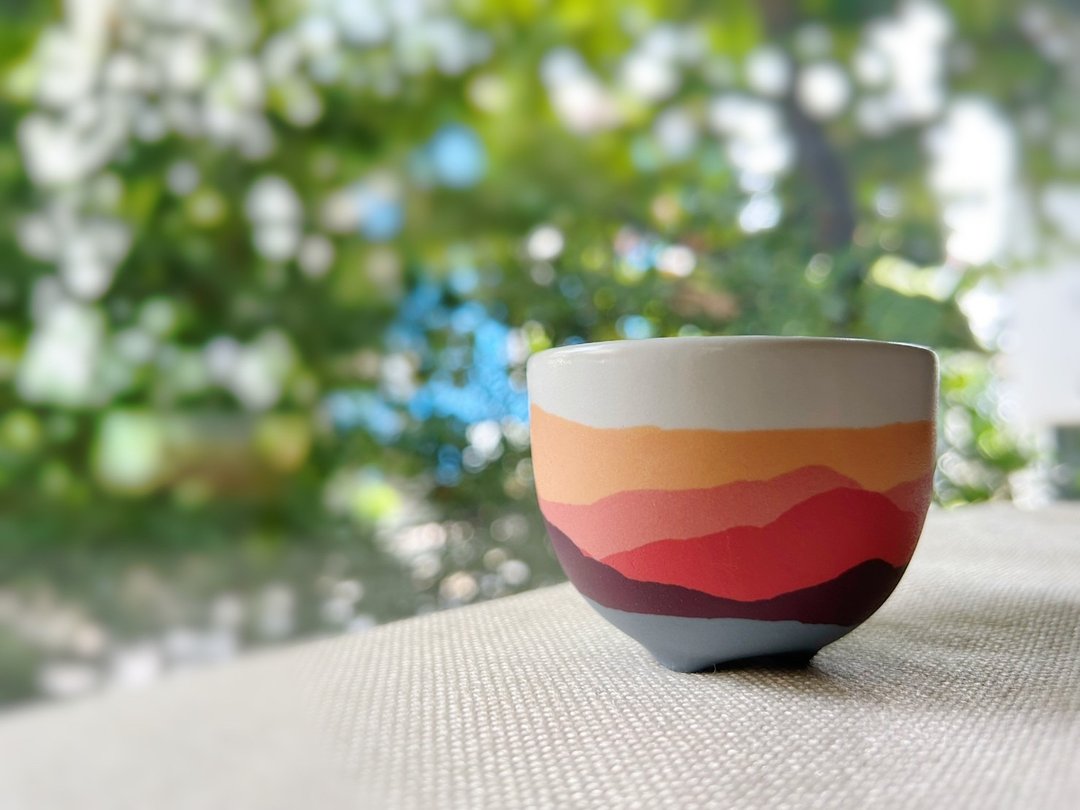 夕阳山景小茶杯 - 其他杯子 - 瓷 多色