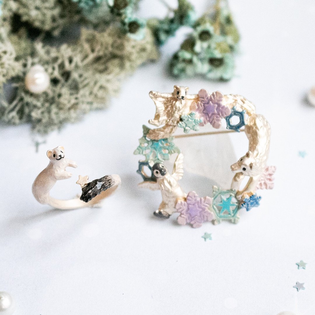 Miyuki Miyuki Brooch Deep Snow PB135 - 项链 - 其他金属 蓝色