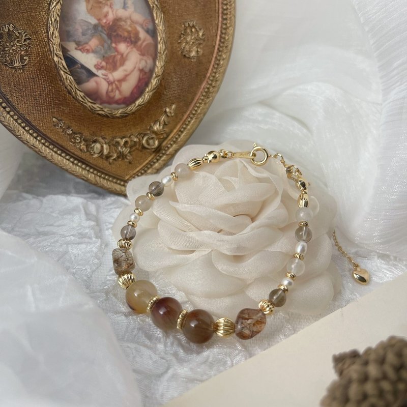 【秋曳・叶枫 】曦光之拥丨天然矿石手链 - 手链/手环 - 半宝石 橘色