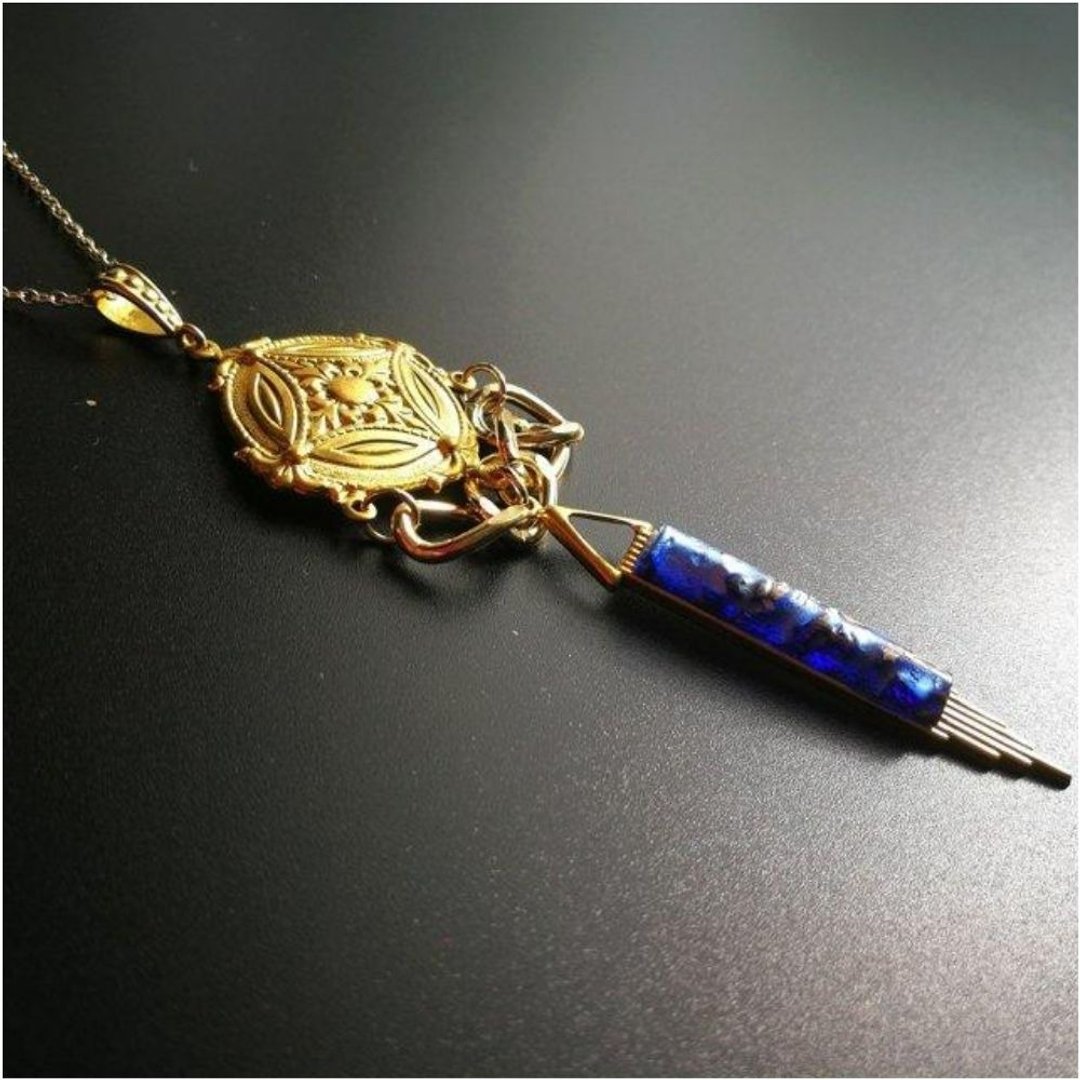 Ra's Necklace 1960's Vintage - 项链 - 玻璃 蓝色
