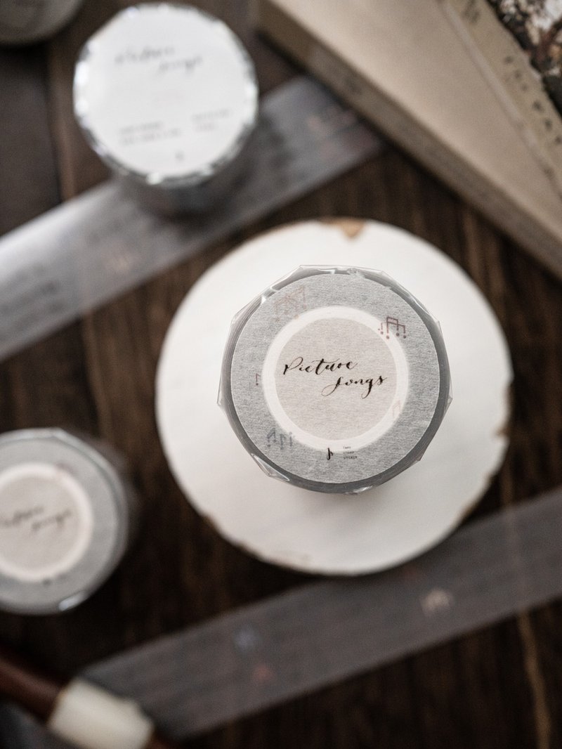 原创设计雾面PET胶带 自带离型纸 图歌picture songs 手写英文 - 纸胶带 - 塑料 