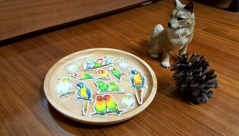 Bonnie 水彩手绘 鹦鹉贴纸 - 贴纸 - 纸 多色