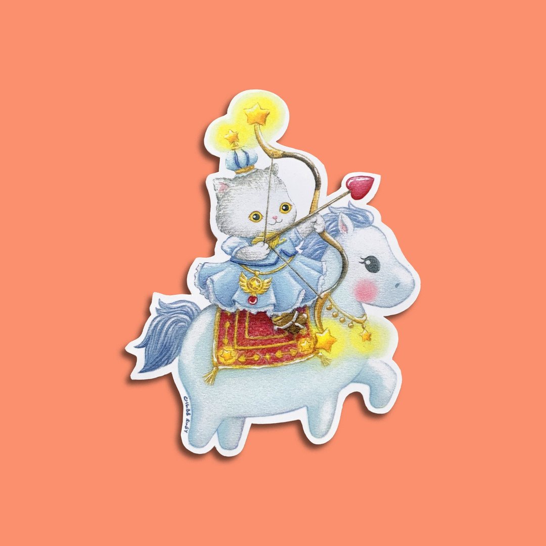 原创 星座猫猫 射手座 水彩手绘 胶面贴纸 - 贴纸 - 纸 多色