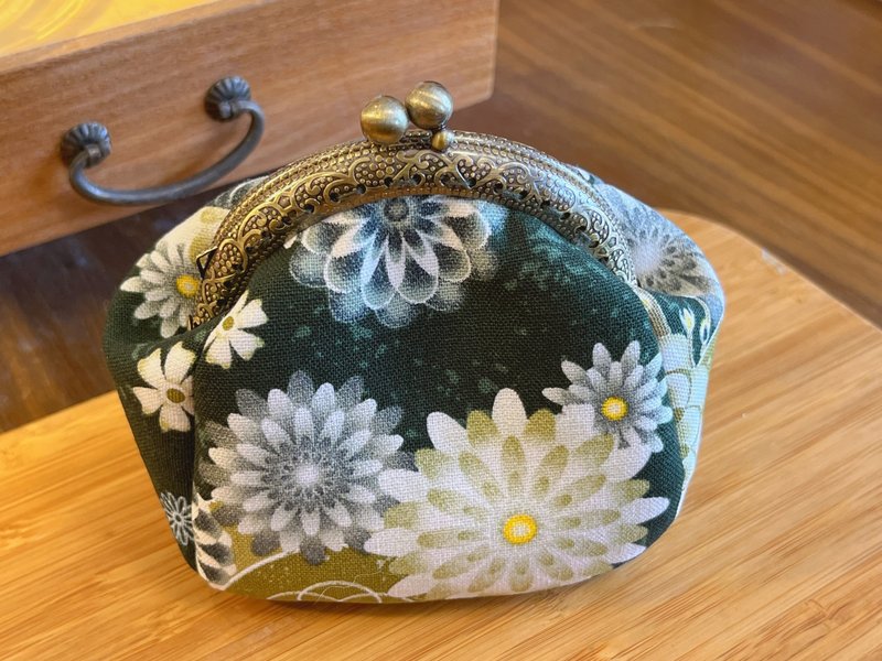 中式花语 - 手缝口金零钱包 - 零钱包 - 棉．麻 绿色