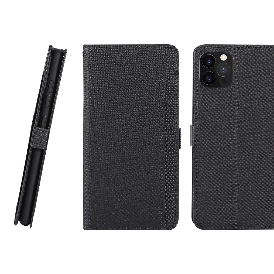 CASE SHOP iPhone 12 / 12 Pro 专用前收纳式侧掀皮套-黑 - 手机壳/手机套 - 人造皮革 黑色