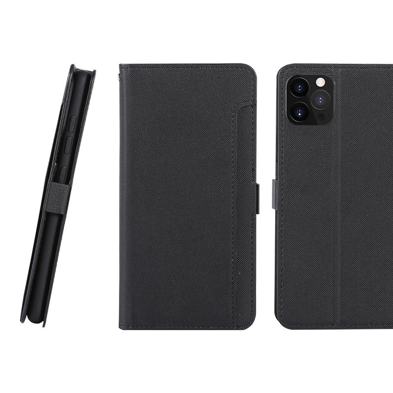 CASE SHOP iPhone 12 / 12 Pro 专用前收纳式侧掀皮套-黑 - 手机壳/手机套 - 人造皮革 黑色