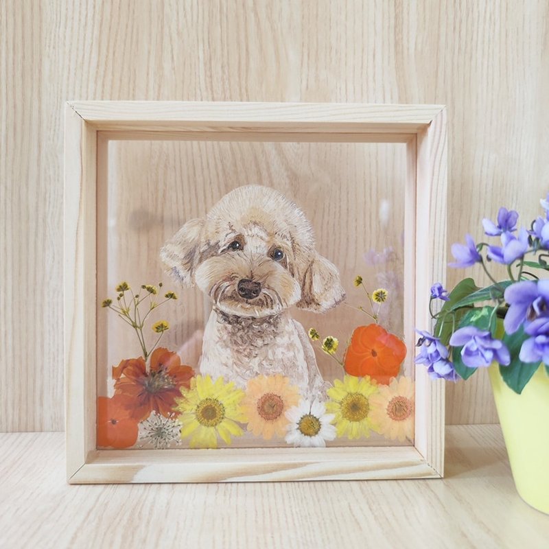 手绘狗狗の花花世界|定制化.细压克力干花画框|情人节.生日礼物 - 画框/相框 - 塑料 