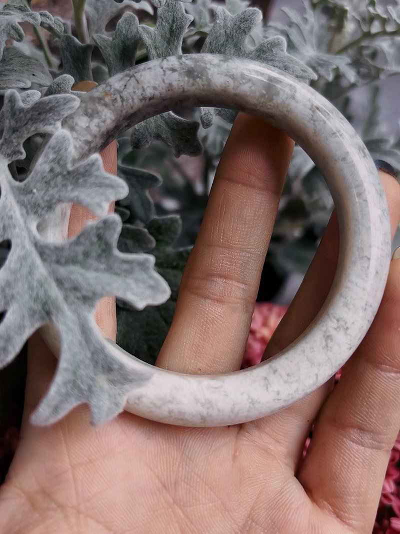 岫玉 花玉 暴风雪 手镯 - 手链/手环 - 玉石 白色