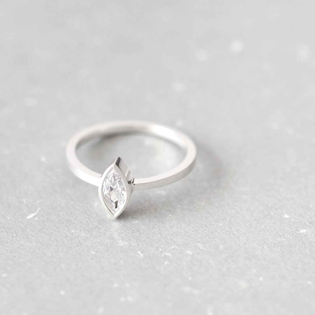One grain Marquis ring Silver 925 - 戒指 - 其他金属 银色