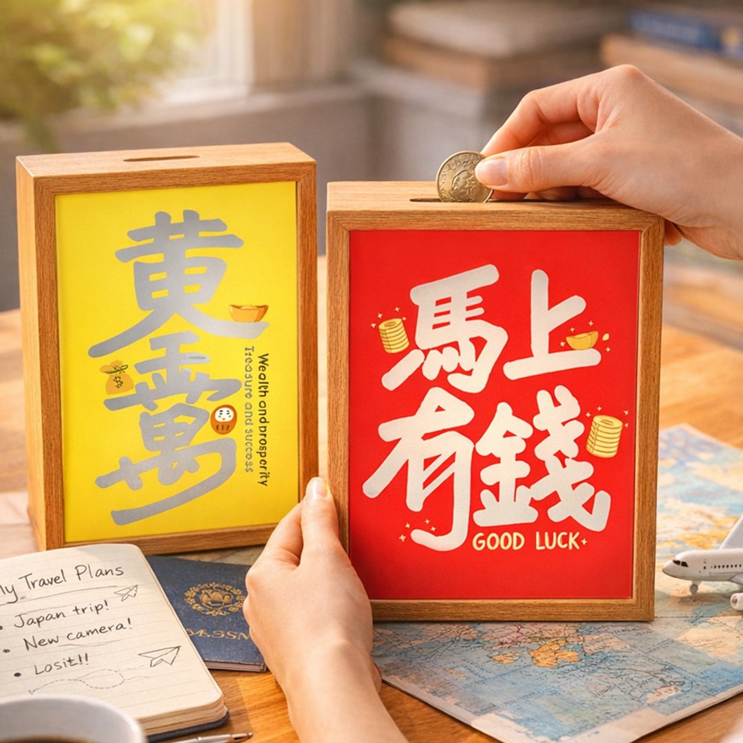 【订制】马年存钱筒 压克力榉木材质 - 储蓄罐 - 木头 红色